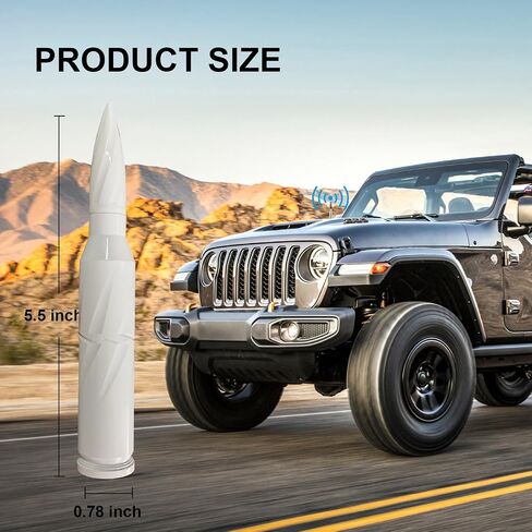 HODERATE BULLET BULLET WHITE CAR 50 Cal Bullet Antenna Truck Accessories Universal Placing for GMC Sierra 1500 Chevy Dodge Ram Silverado 1500 2500 3500 Ford F150 F250 F350 spiral (White ، 5.5inch) in Kuwait
