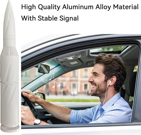 HODERATE BULLET BULLET WHITE CAR 50 Cal Bullet Antenna Truck Accessories Universal Placing for GMC Sierra 1500 Chevy Dodge Ram Silverado 1500 2500 3500 Ford F150 F250 F350 spiral (White ، 5.5inch) in Kuwait