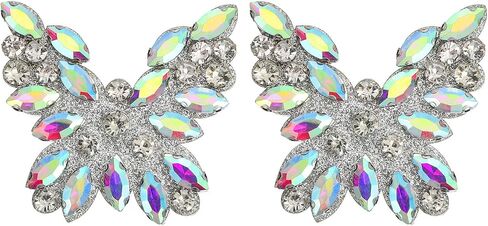 uxcell 2Pcs Rhinestone Butterfly Patches, Iron-on Beaded Appliques, Bling Clothing Repair Decoration Patches for Hats Shoe Bags DIY Accessories, Champagne in Saudi Arabia