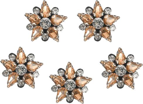 uxcell 5Pcs Handmade Star Beaded Patches, Glass Crystal Rhinestone Appliques, Sew on Beaded Star Patch for Clothing DIY Sewing Accessories, Pink in Saudi Arabia
