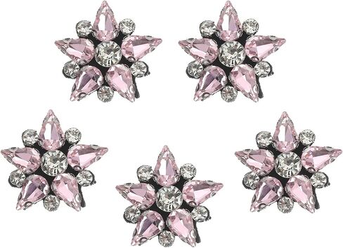 uxcell 5Pcs Handmade Star Beaded Patches, Glass Crystal Rhinestone Appliques, Sew on Beaded Star Patch for Clothing DIY Sewing Accessories, Pink in Saudi Arabia