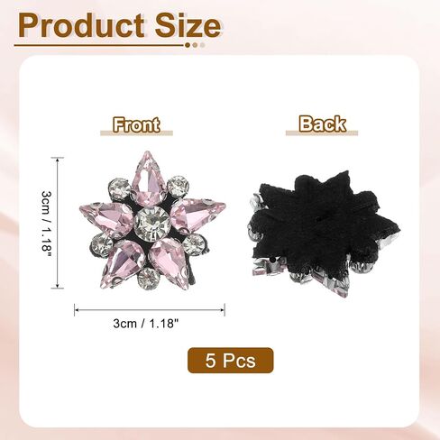 uxcell 5Pcs Handmade Star Beaded Patches, Glass Crystal Rhinestone Appliques, Sew on Beaded Star Patch for Clothing DIY Sewing Accessories, Pink in Saudi Arabia