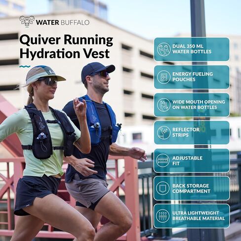 Water Buffalo Hydration Running Vest - Quiver Hydration Vest - Running Hydration Vest with Dual Water Bottles - Lightweight Water Backpack for Running, in Saudi Arabia