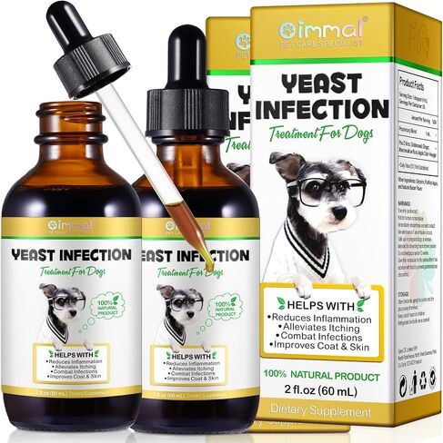 Yeast Infection for Dogs, 60ml Natural Ingredients, for All Dogs 2 fl oz, Dog Healthy Itch Relief, Ear Infection Relief, Dogs Allergy Relief, Improves Coat & Skin, Dog Herbal Drops Supplement in Saudi Arabia