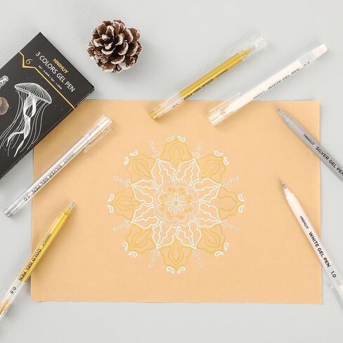 HNIHUY White Gel Pens,1mm, 0.8mm Fine Point Opaque White Archival Ink Pen for Black Paper Drawing, Sketching, Illustration, Bullet Journaling, Pack of 6 in Saudi Arabia