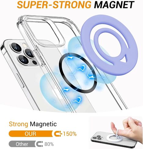 Ultra-Thin Dual-Sided Magnetic Ring Grip for Back of The Phone, Compatible Magsafe, Comfortable Silicone Magnet Finger Loop for iPhone, with Enhanced Magnetic Ring for Phone Case, Ultramarine in Kuwait