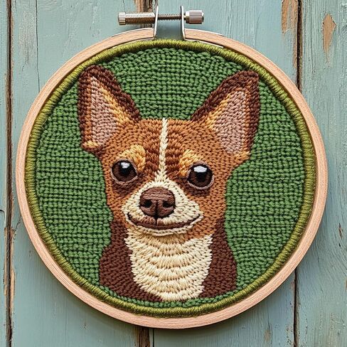 DIY Punch Needle Kits Cute Cartoon Brown Dachshund Dog Embroidery Punch Needle Starter Craft with Hoop Easy for Beginners for Festival t and Decoration 20x20cm-1 in Saudi Arabia
