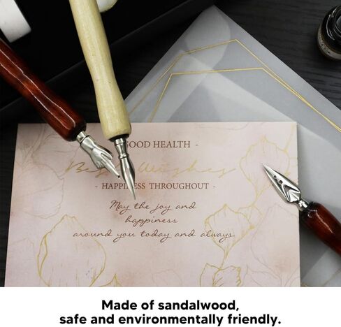 Nib Pen Holder Set, Pack of 10 Comfortable Grip Smoother Wooden Manga Comic Pen Nib Holder Calligraphy Dip Pen Holders for Art Painting English Calligraphy Practice (Redwood Color) in Saudi Arabia