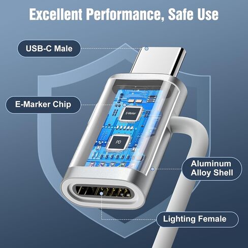 Timovo Lightning to USB C ، 4 حزمة Lightning Female إلى محول Male USB C مع 60 واط شحنة سريعة ومضادة للاضادة للآفون 16/15 Pro Max/Pro/Plus ، iPad ، MacBook Pro/Air ، Galaxy S24/S23-White in Kuwait