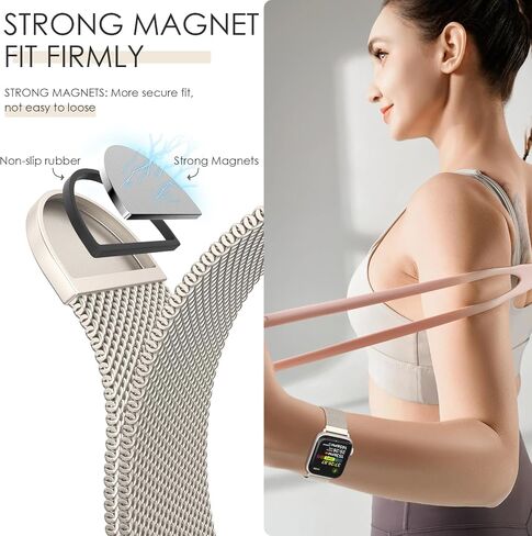 شريط حلقة ميلانو الأصلي متوافق مع Apple Watch 38mm 40mm 41mm 42mm 44mm 45mm 46mm 49mm - Women & Men الإغلاق المغنطيسي حزام معدني قابل للتعديل لسلسلة IWatch 10 9 8 7 6 5 4 3 2 1 ، Ultra ، SE in Kuwait