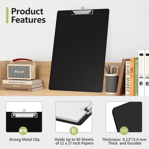 Extra Large Clipboard, 11 x 17 Black Plastic Drawing Boards, Horizontal Clip Board, Landscape Layout, Suitable for Sketching, Watercolor. Drafting & Art Supply in Saudi Arabia