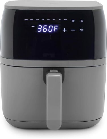 GreenLife Compact Compact Air Fryer Oven ، 5.3 QT ، درج خالٍ من PFAS الخالي من السيراميك ، 8 شاشة رقمية لمسة ، نافذة عرض سهلة ، مؤقت الإغلاق التلقائي ، أجزاء آمنة غسالة الصحون ، 1500 واط ، الجرافيت in Kuwait
