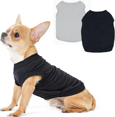 2 Pieces Chihuahua Clothes Dog Clothes for Small Dogs Girl Boy Spring Summer Puppy Clothes Soft Dog Shirt Solid Color Pet Clothing Cute Cat Clothes XXS~M (XX-Small) in Saudi Arabia