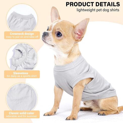 2 Pieces Chihuahua Clothes Dog Clothes for Small Dogs Girl Boy Spring Summer Puppy Clothes Soft Dog Shirt Solid Color Pet Clothing Cute Cat Clothes XXS~M (XX-Small) in Saudi Arabia
