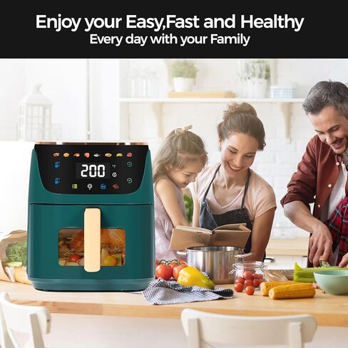 Panana 8QT Large Air Fryer Compact, 8 Preset Menus Airfryer, One-Touch Digital Control Presets, Touchscreen Display, Dishwasher Safe, Nonstick, Fit for Family (Green) in Saudi Arabia