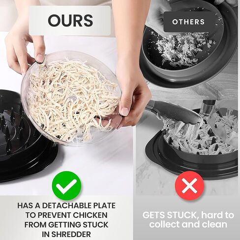 Chicken Shredder Tool with Suction Cups – Extra Large 12-Inch BPA Free ABS Meat Shredder for Chicken, Pork, Beef – Includes Tongs, Oven Mitts, Cleaning Brush & Detachable Plate in Saudi Arabia