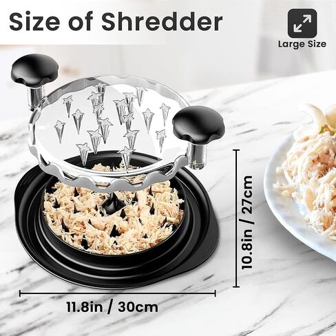 Chicken Shredder Tool with Suction Cups – Extra Large 12-Inch BPA Free ABS Meat Shredder for Chicken, Pork, Beef – Includes Tongs, Oven Mitts, Cleaning Brush & Detachable Plate in Saudi Arabia