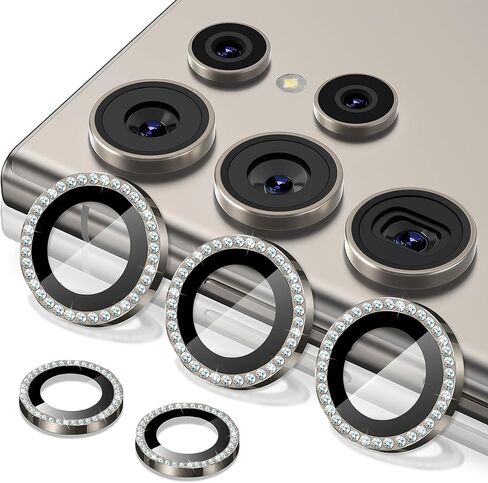 حامي عدسة كاميرا سامسونج Galaxy S25 Ultra Camera Lens ، فيلم زجاجي مقسّر 9H ، [Glitter Diamonds] [لا يؤثر in Saudi Arabia