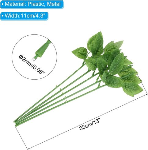 PATIKIL Floral Wire Stem with Leaves, 20 Pcs Artificial Plastic Rose Floral Wire Stems for DIY Craft Bouquet Making Floral Arrangement Tools Wedding Decoration in Saudi Arabia