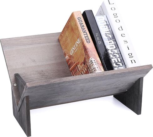 MyGift Shabby Whitewashed Solid Wood Desk Top Tilted Small Bookshelf, Decorative Wooden Tabletop Book Stand in Saudi Arabia