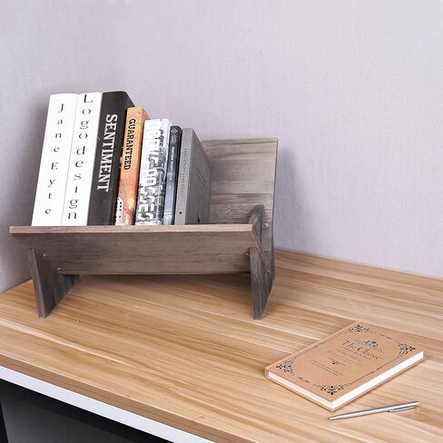 MyGift Shabby Whitewashed Solid Wood Desk Top Tilted Small Bookshelf, Decorative Wooden Tabletop Book Stand in Saudi Arabia