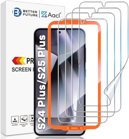 AACL 4-Pack for Samsung Galaxy S25 Plus/S24 Plus Screen Protector Movie [Not Glass] Bubble Free Galaxy S25 Plus/S24 Plus 5G Hybrid Film [Figerprint Accombate] [7H Hybrid] in Kuwait