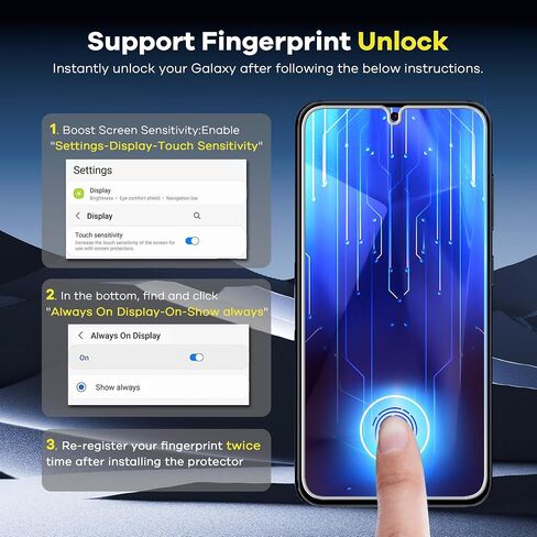 AACL 4-Pack for Samsung Galaxy S25 Plus/S24 Plus Screen Protector Movie [Not Glass] Bubble Free Galaxy S25 Plus/S24 Plus 5G Hybrid Film [Figerprint Accombate] [7H Hybrid] in Kuwait