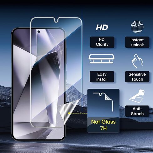 AACL 4-Pack for Samsung Galaxy S25 Plus/S24 Plus Screen Protector Movie [Not Glass] Bubble Free Galaxy S25 Plus/S24 Plus 5G Hybrid Film [Figerprint Accombate] [7H Hybrid] in Kuwait