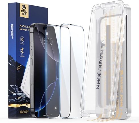 MAGIC JOHN 3rd Gen Upgraded for iPhone 16 Pro Max Screen Protector 6.9 Inch,HD Clear,Shatterproof Tempered Film,Auto Dust-Elimination,Bubble Free,Easy Installation,2 Pack in Saudi Arabia