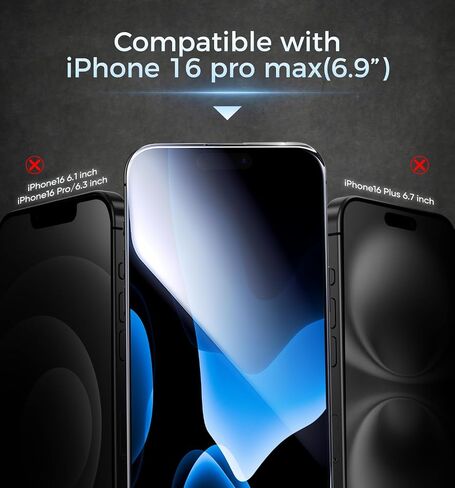 MAGIC JOHN 3rd Gen Upgraded for iPhone 16 Pro Max Screen Protector 6.9 Inch,HD Clear,Shatterproof Tempered Film,Auto Dust-Elimination,Bubble Free,Easy Installation,2 Pack in Saudi Arabia