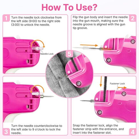 Mini Stitch Gun for Clothes, Micro Tagging Gun Kit with 3000 Micro Fasteners(White & Black) and 2 Fine Metal Steel Needles, Quick Clothing Fixer, Not Easily Jam(Rose) in Saudi Arabia
