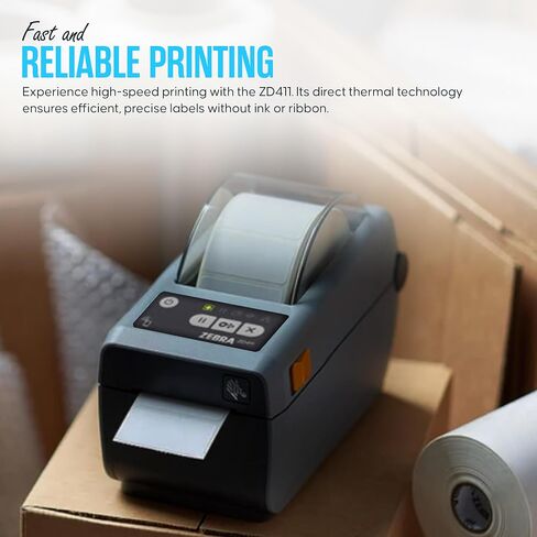 ZD411 Zebra USB Direct Thermal Label Printer Bundle with 24v, USB 2.0 Printer Cable, 2.25" X 1.25" Label Roll, Quick Start Guide & Microfiber Cleaning Cloth (Zebra ZD410 Replacement in Saudi Arabia