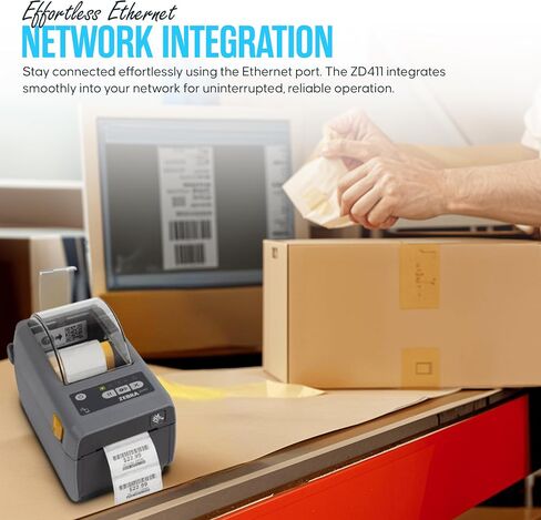 ZD411 Zebra USB Direct Thermal Label Printer Bundle with 24v, USB 2.0 Printer Cable, 2.25" X 1.25" Label Roll, Quick Start Guide & Microfiber Cleaning Cloth (Zebra ZD410 Replacement in Saudi Arabia