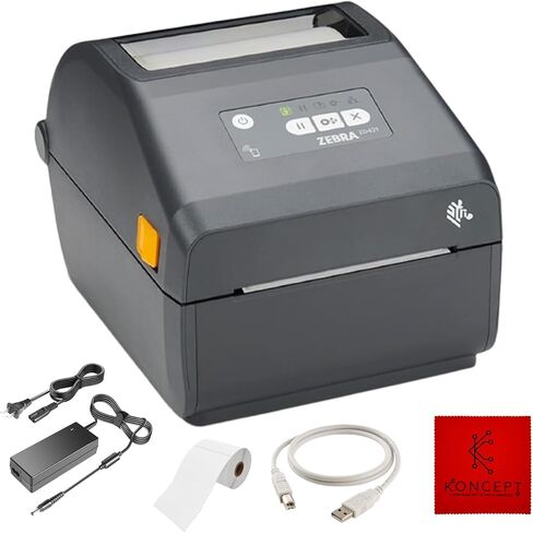 ZD411 Zebra USB Direct Thermal Label Printer Bundle with 24v, USB 2.0 Printer Cable, 2.25" X 1.25" Label Roll, Quick Start Guide & Microfiber Cleaning Cloth (Zebra ZD410 Replacement in Saudi Arabia
