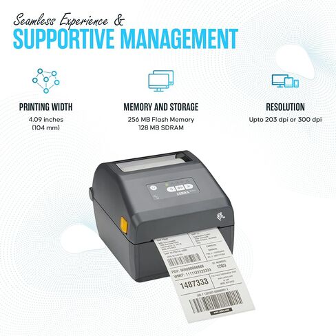 ZD411 Zebra USB Direct Thermal Label Printer Bundle with 24v, USB 2.0 Printer Cable, 2.25" X 1.25" Label Roll, Quick Start Guide & Microfiber Cleaning Cloth (Zebra ZD410 Replacement in Saudi Arabia
