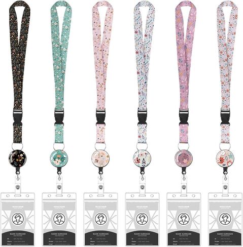 6 Pack Lanyards for Id Badges, Badge Women Lanyards with ID Holder Detachable Cruise Lanyards with Waterproof ID Holder Retractable Badge Reel for Office School Cruise Ship Key ID Cards (Marble Style) in Saudi Arabia