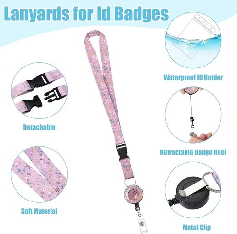 6 Pack Lanyards for Id Badges, Badge Women Lanyards with ID Holder Detachable Cruise Lanyards with Waterproof ID Holder Retractable Badge Reel for Office School Cruise Ship Key ID Cards (Marble Style) in Saudi Arabia