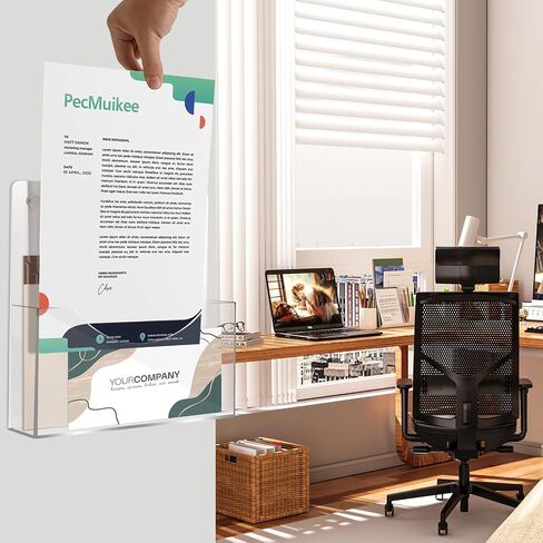 PecMuikee Wall File Organizer, Horizontal Acrylic Mail Magazine Holder Wall Mount, 4 Colors of Screw Caps Included Hanging File Organizer for School, Office, Hospital, 2 Pcs in Saudi Arabia