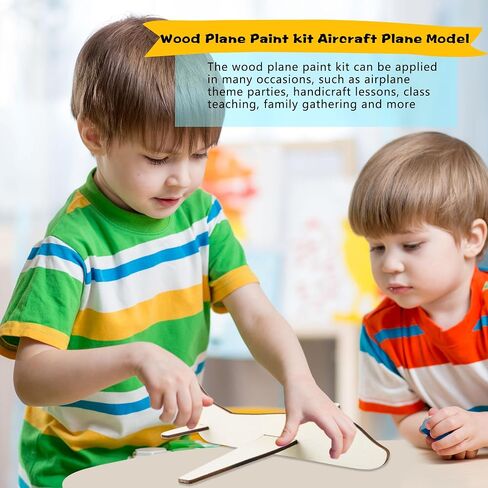Feradny 24 Pack Unfinished Wooden Airplane Model Toys DIY Model Planes Wood Plane kit Handcraft Plane to Paint for Kids School Art Activity Birthday Carnival Party (Color Style 2) in Saudi Arabia