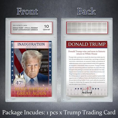 بطاقة Trump Trading Card - Donald Trump Collectibles ، محاولة التماس ، Gem Mint 10 تصنيف ، 2024 هدايا Maga السياسية (بطاقة) in Kuwait