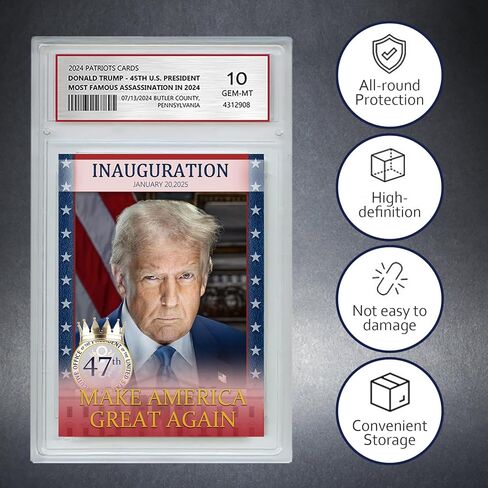 بطاقة Trump Trading Card - Donald Trump Collectibles ، محاولة التماس ، Gem Mint 10 تصنيف ، 2024 هدايا Maga السياسية (بطاقة) in Kuwait