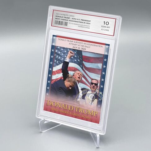 بطاقة Trump Trading Card - Donald Trump Collectibles ، محاولة التماس ، Gem Mint 10 تصنيف ، 2024 هدايا Maga السياسية (بطاقة) in Kuwait