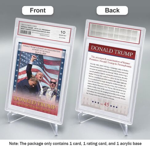 بطاقة Trump Trading Card - Donald Trump Collectibles ، محاولة التماس ، Gem Mint 10 تصنيف ، 2024 هدايا Maga السياسية (بطاقة) in Kuwait