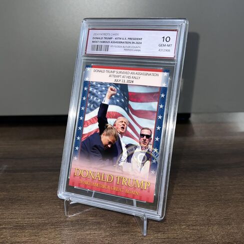 بطاقة Trump Trading Card - Donald Trump Collectibles ، محاولة التماس ، Gem Mint 10 تصنيف ، 2024 هدايا Maga السياسية (بطاقة) in Kuwait