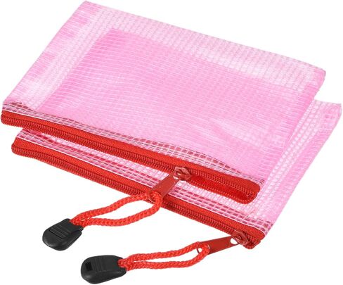MECCANIXITY Mesh Zipper Bags, A5 Size File Document Pockets Bill Pouch Folders for Office Home Supply, Pink Pack of 3 in Saudi Arabia