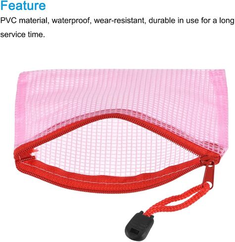 MECCANIXITY Mesh Zipper Bags, A5 Size File Document Pockets Bill Pouch Folders for Office Home Supply, Pink Pack of 3 in Saudi Arabia