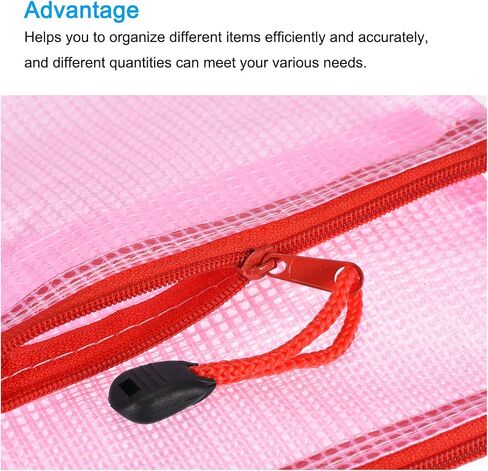 MECCANIXITY Mesh Zipper Bags, A5 Size File Document Pockets Bill Pouch Folders for Office Home Supply, Pink Pack of 3 in Saudi Arabia