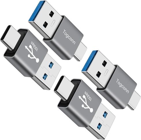 USB to USB C Adapter 4Pack, Type-C Male to USB Type-A Male Converter Connector,Support 3A Charge & 10Gbps Data Transfer Compatible with Phones, Computers, Tablet, Laptop and More in Saudi Arabia