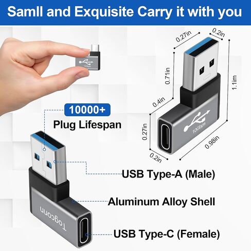 USB to USB C Adapter 4Pack, Type-C Male to USB Type-A Male Converter Connector,Support 3A Charge & 10Gbps Data Transfer Compatible with Phones, Computers, Tablet, Laptop and More in Saudi Arabia
