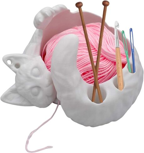 وعاء تخزين خيوط حالم ثلاثي الأبعاد ، وعاء خيوط حرفي للكروشيه والحياكة ، منظم حامل الغزل الجميل ، ديكور زخرفة سطح المكتب ، الديكور الداخلي للفتيات ، مثالي للقطط تغذية وعاء in Kuwait